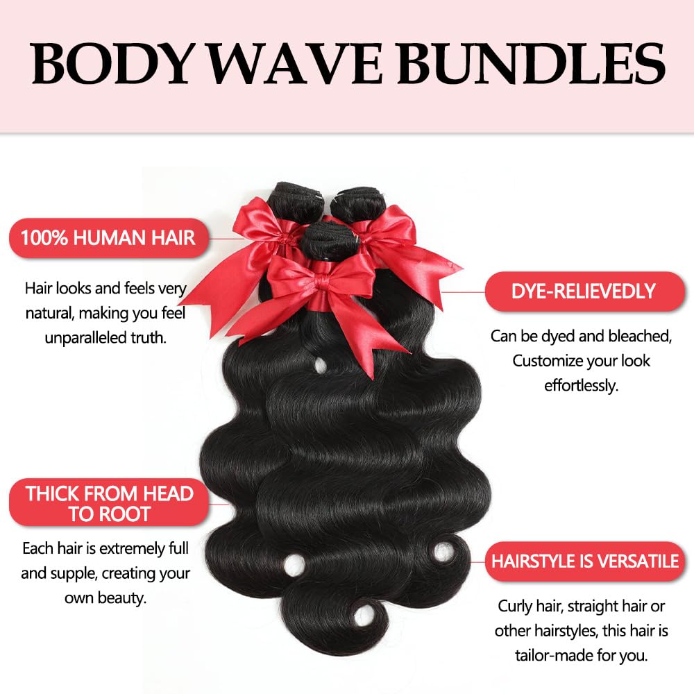 ALIANNA 12A body wave bundles natural black color boosts versatile everyday looks.