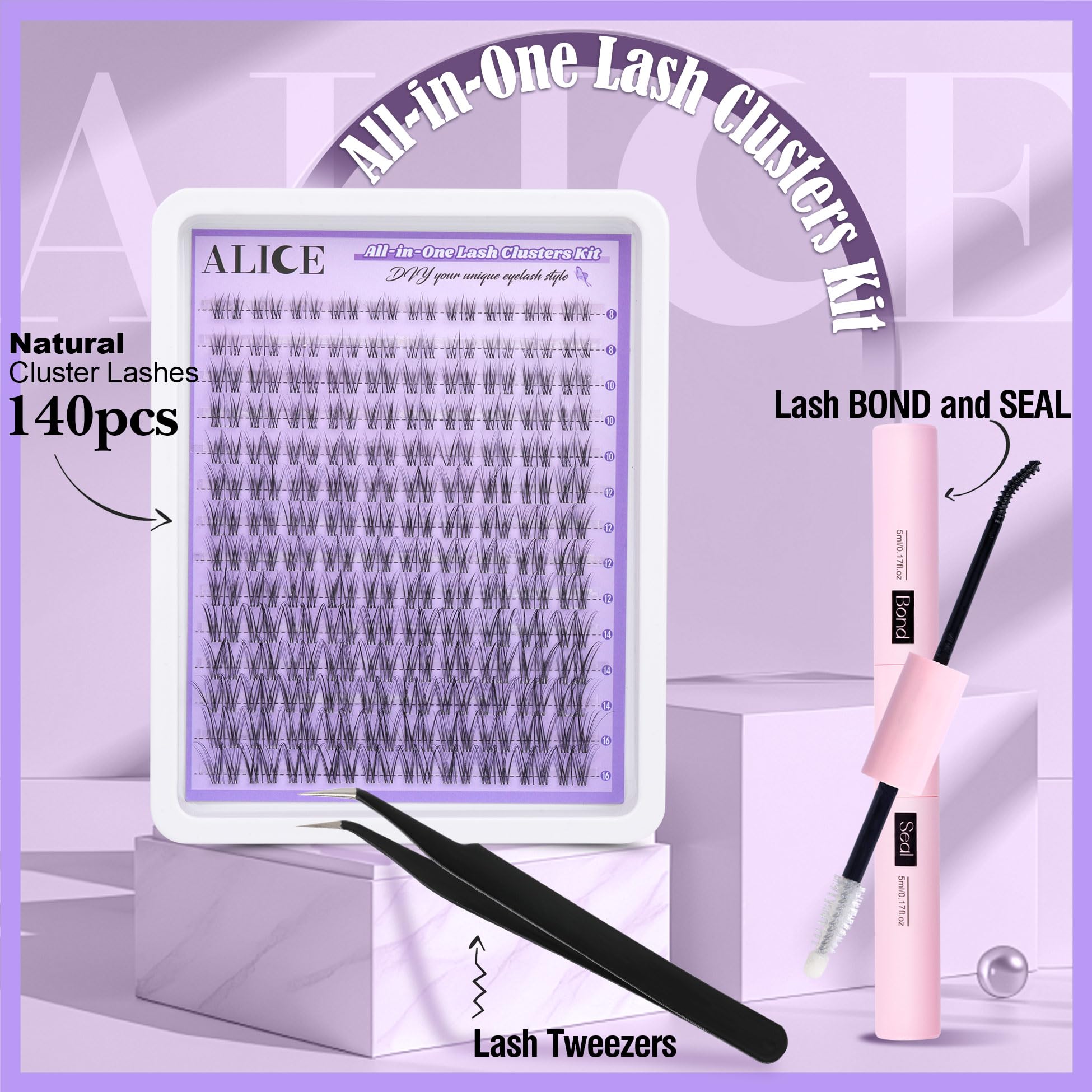 ALICE clear-band lashes close-up showing seamless blend and easy self-application