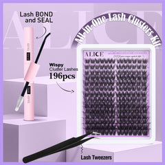 ALICE 10-18mm lash clusters display versatile lengths for natural to wispy looks.