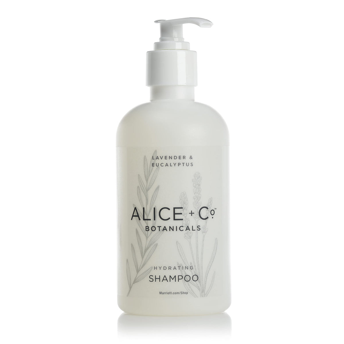 Alice + Co. Lavender & Eucalyptus shampoo bottle for gentle cleansing.