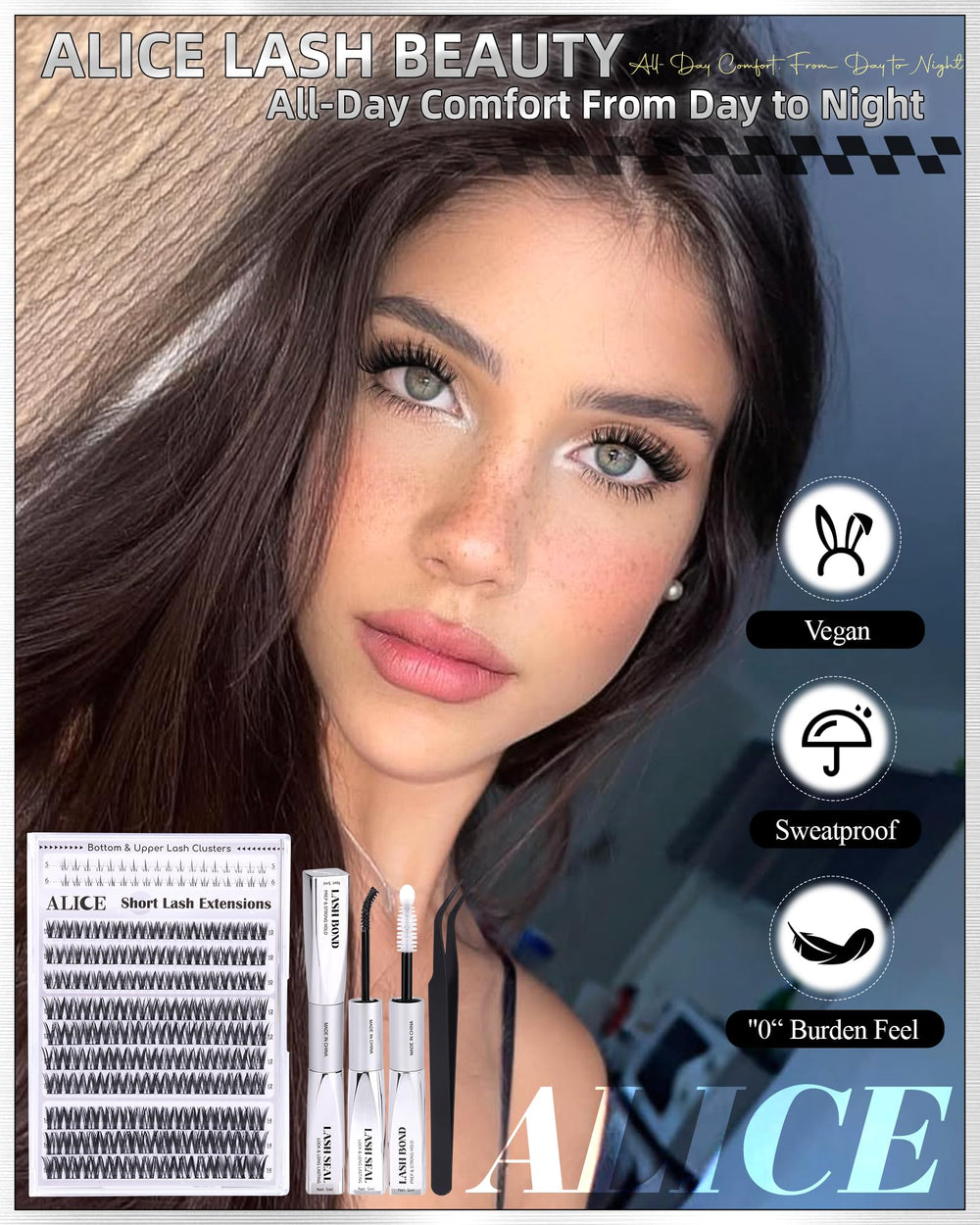 ALICE Flaunt Lash Clusters Kit bond glue for secure adhesion.