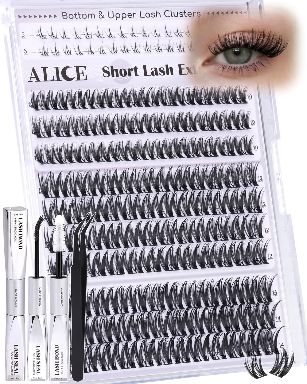 ALICE Flaunt Lash Clusters Kit top clusters for a wispy, natural-looking finish.