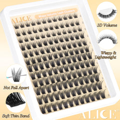 ALICE Lash Clusters 10-16mm image highlights customizable length for subtle or bold looks.