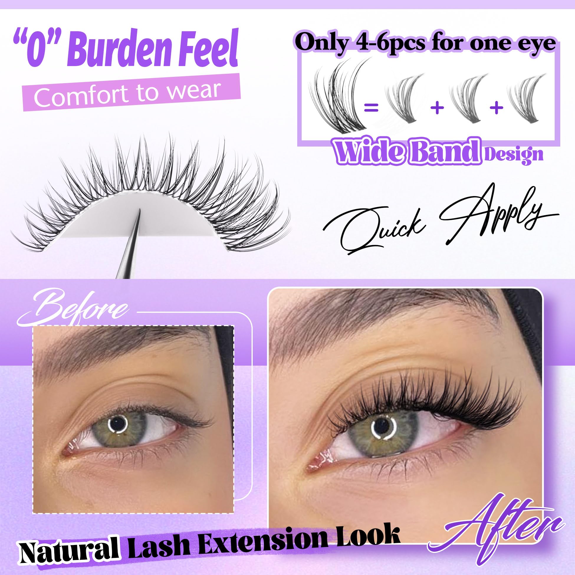 ALICE lash clusters offer a quick 3-minute application for a natural look