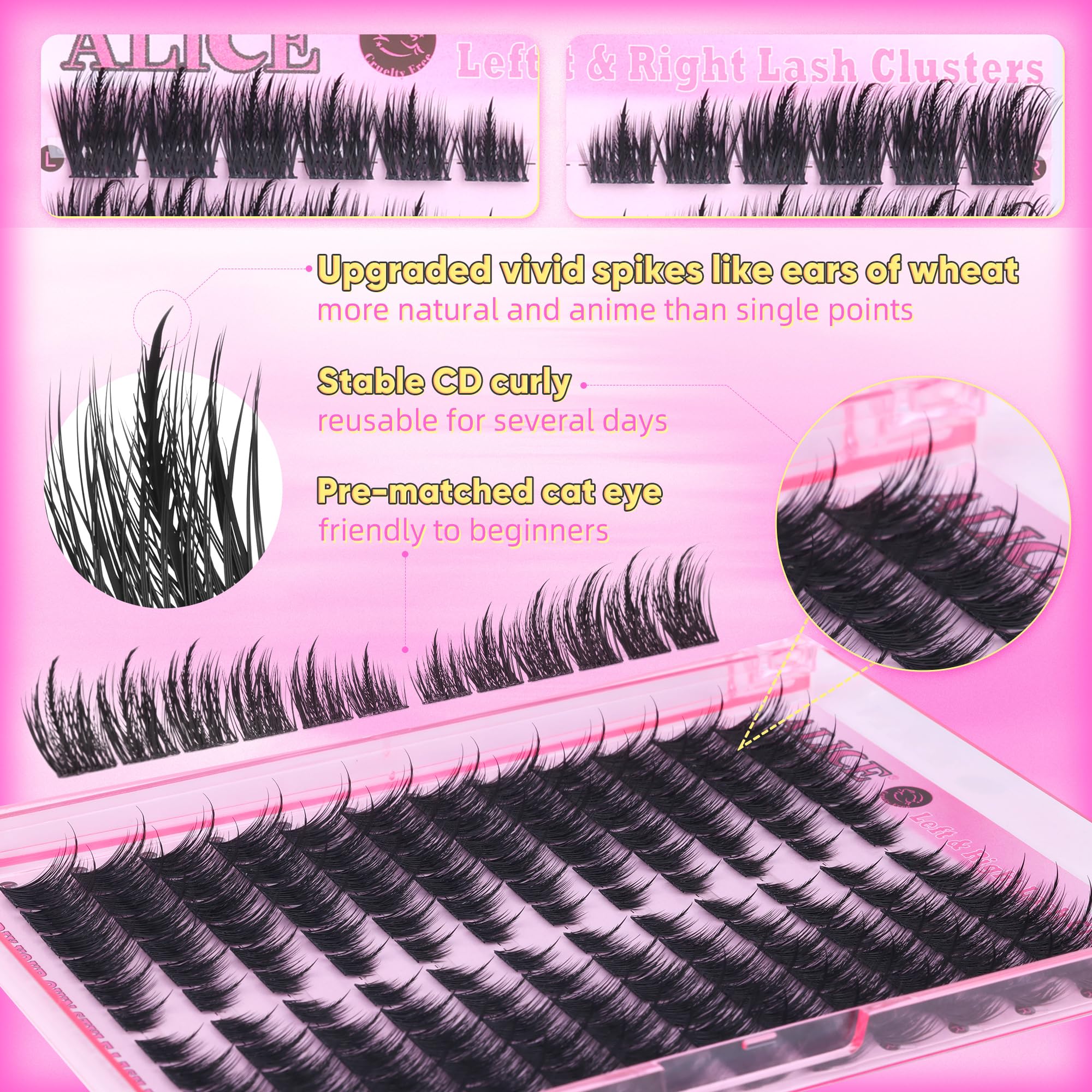 ALICE CD-curly lashes lift the eye with natural curve.