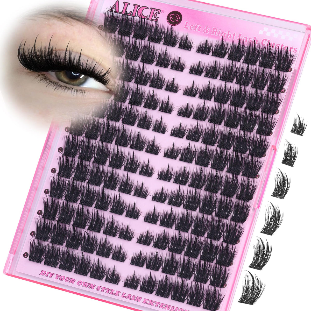 ALICE Fairy left-right lash clusters for balanced, easy application.