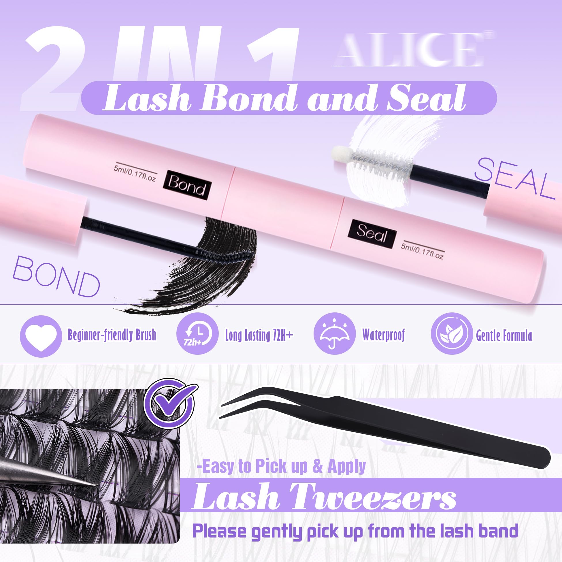 ALICE Lash Clusters Kit beginner-friendly application supports easy DIY lashes.