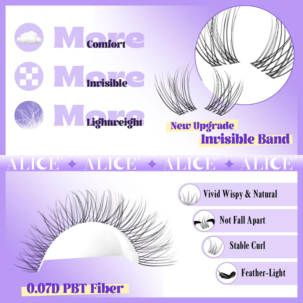 ALICE Lash Clusters Kit 8-16mm lengths offer versatile looks from natural to dramatic.