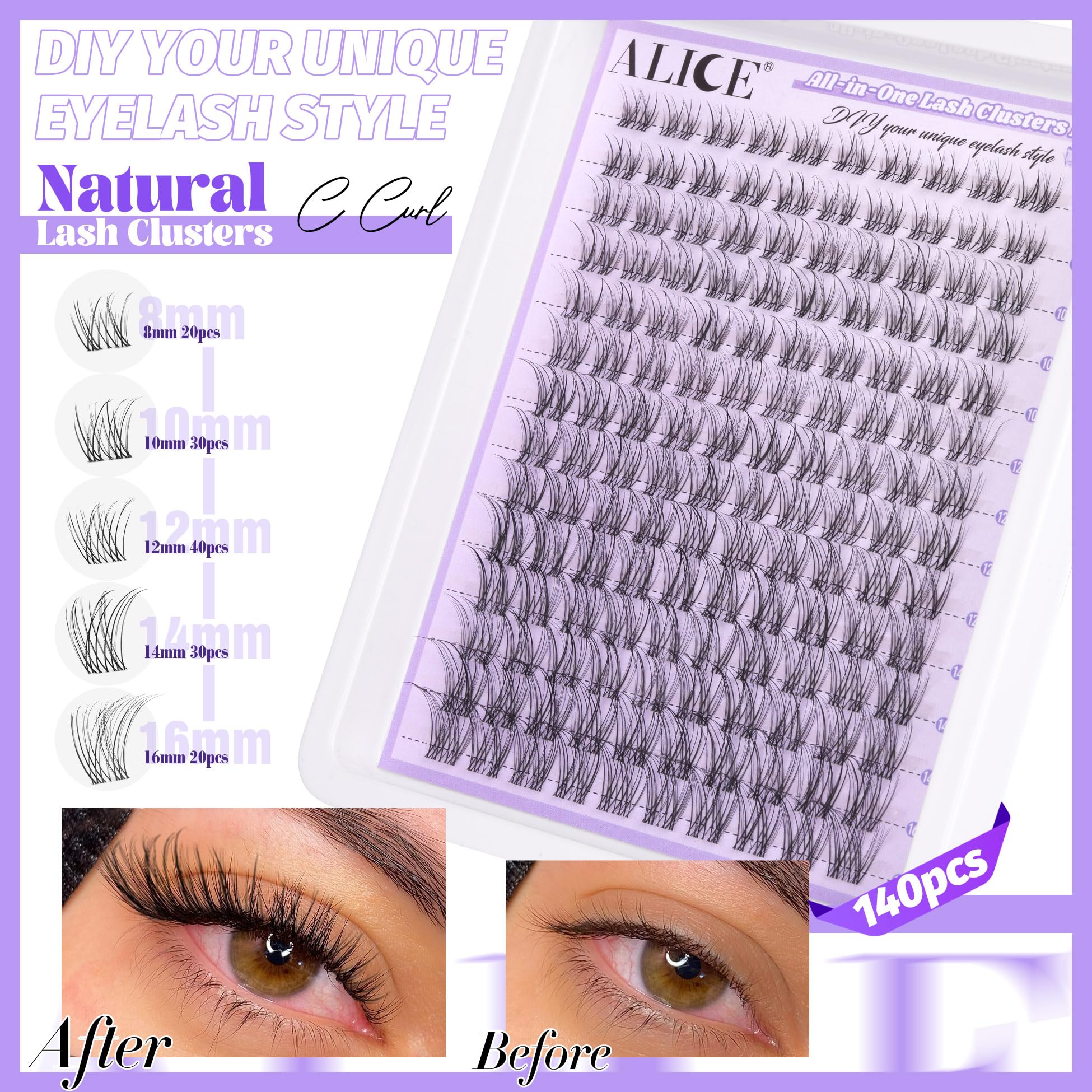 ALICE Lash Clusters Kit lash glue bond seal ensures durable adhesion for daily activities.