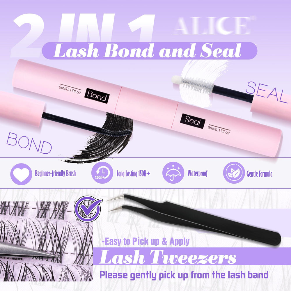 ALICE Lash Clusters Kit precision tweezers allow precise, salon-like lash placement.