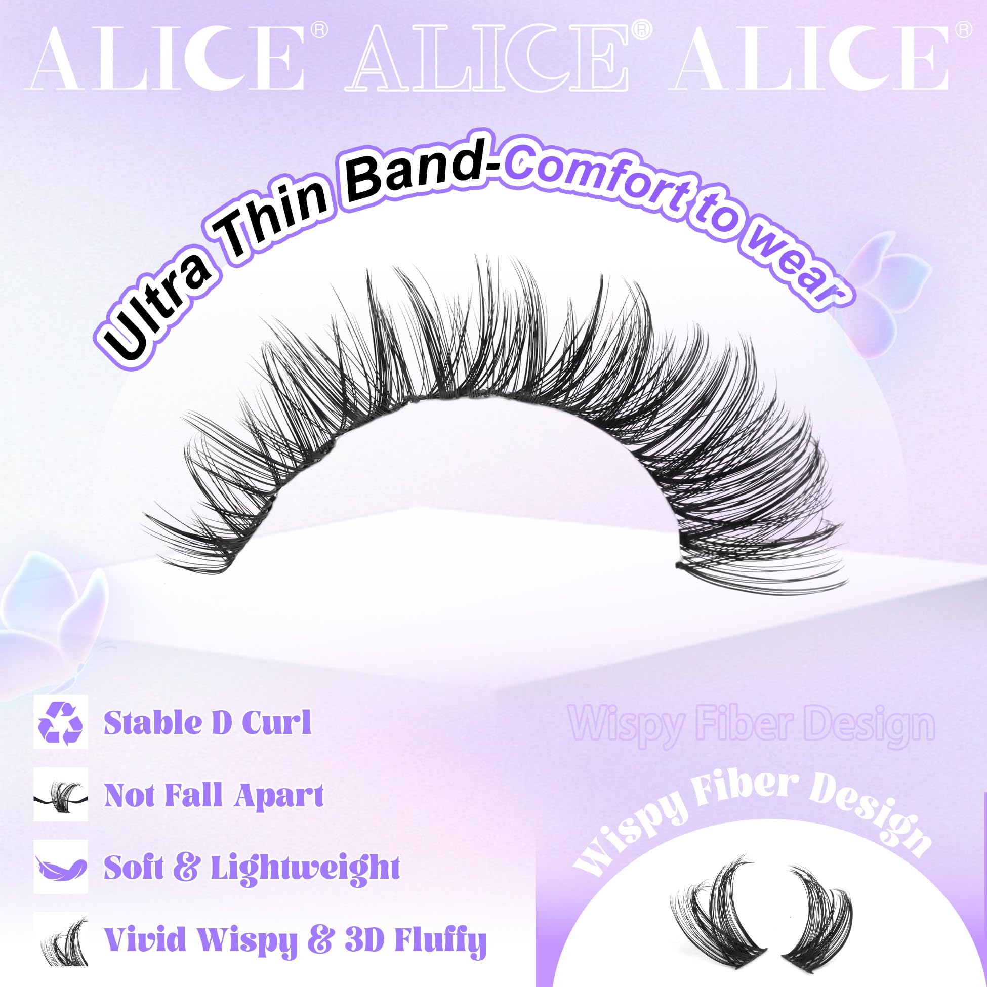 ALICE ultra-thin lash bands enable gentle, beginner-friendly application.