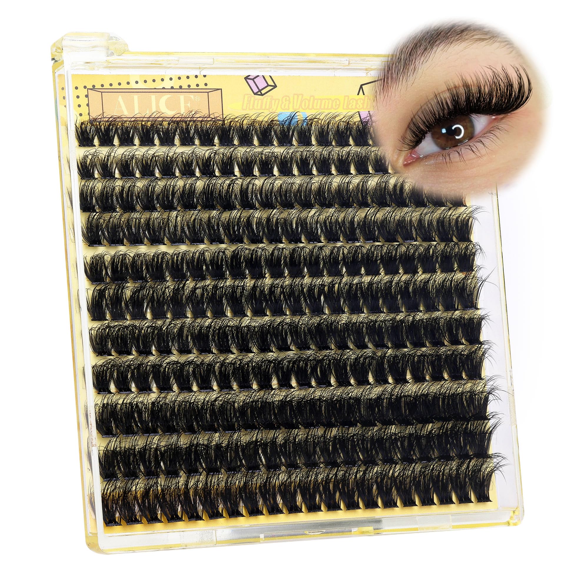 ALICE Lash Extensions Thick 3D Clusters packaging for easy at-home use