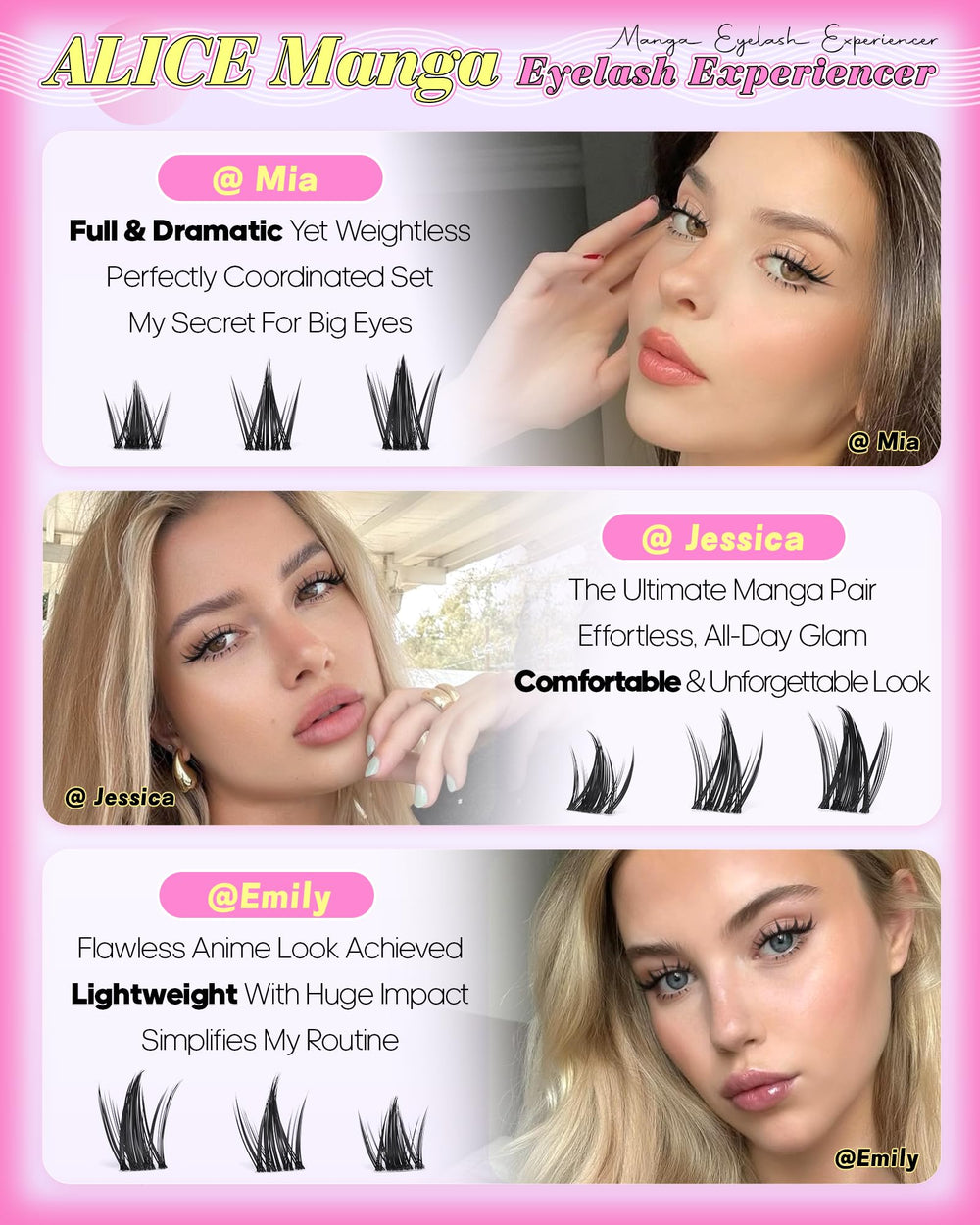 ALICE Manga Lash Clusters Kit bond seal glue helps lashes resist oils for lasting wear.