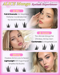 ALICE Manga Lash Clusters Kit bond seal glue helps lashes resist oils for lasting wear.
