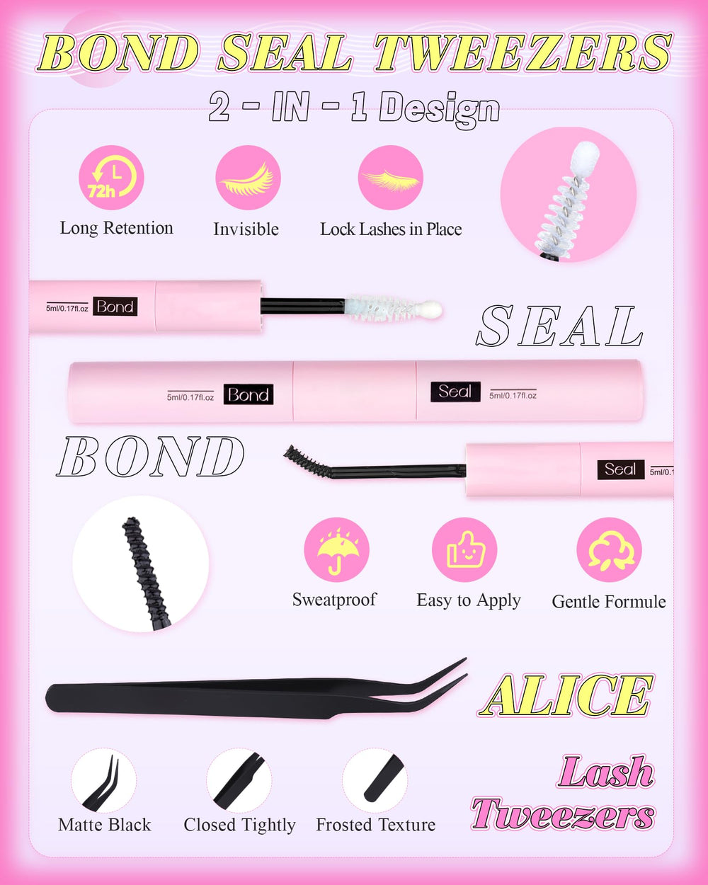 ALICE Manga Lash Clusters Kit invisible band blends naturally for a barely-there enhancement.