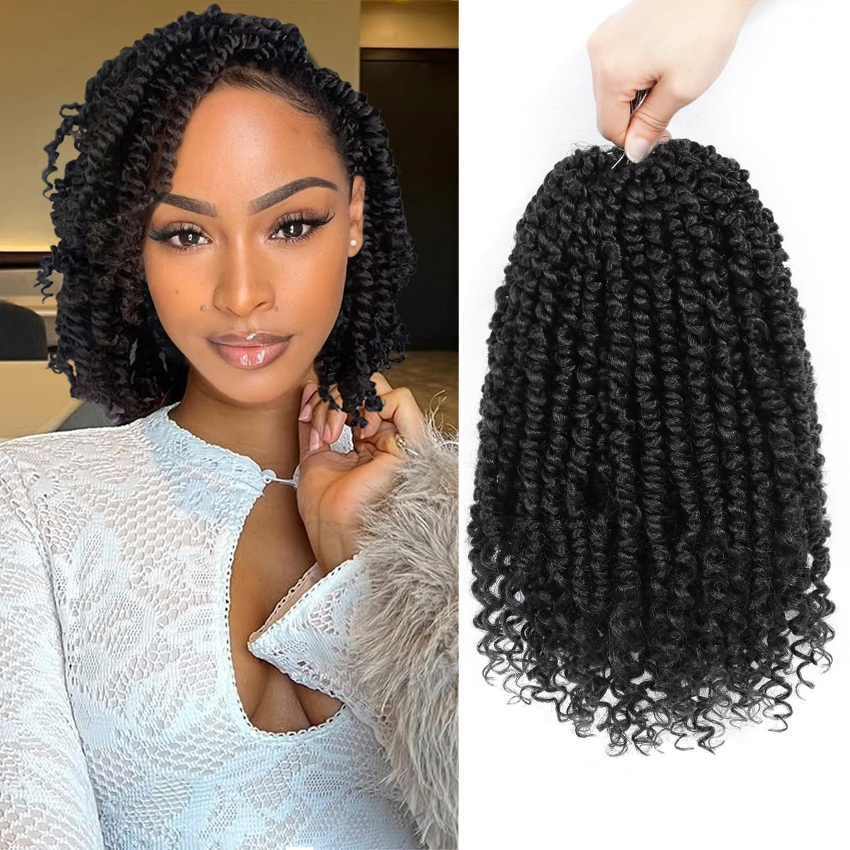 Alicoco Passion Twist crochet hair 8inch pack enables natural look and easy styling.