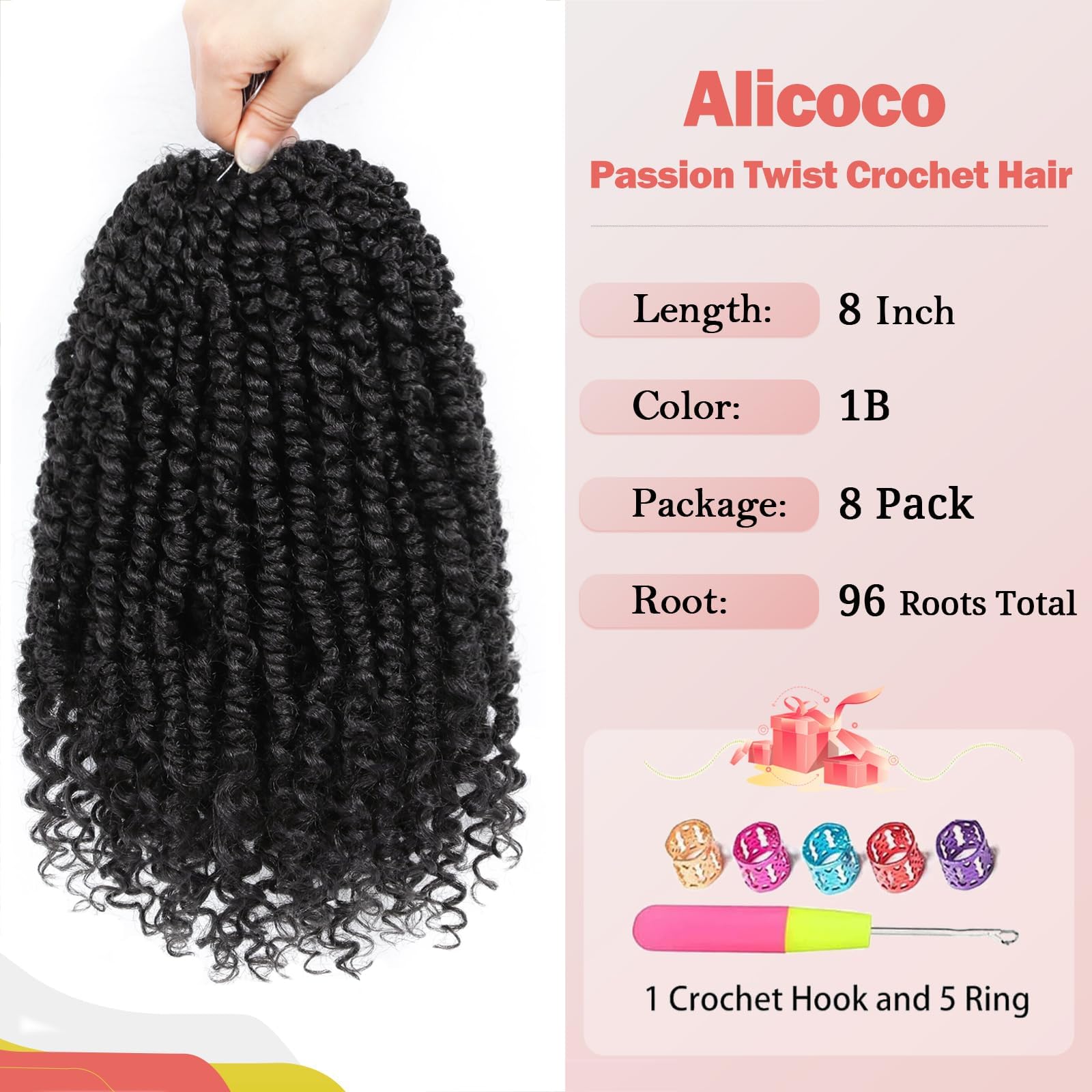 Alicoco pre-looped Passion Twist detail for quick, secure crochet installation.