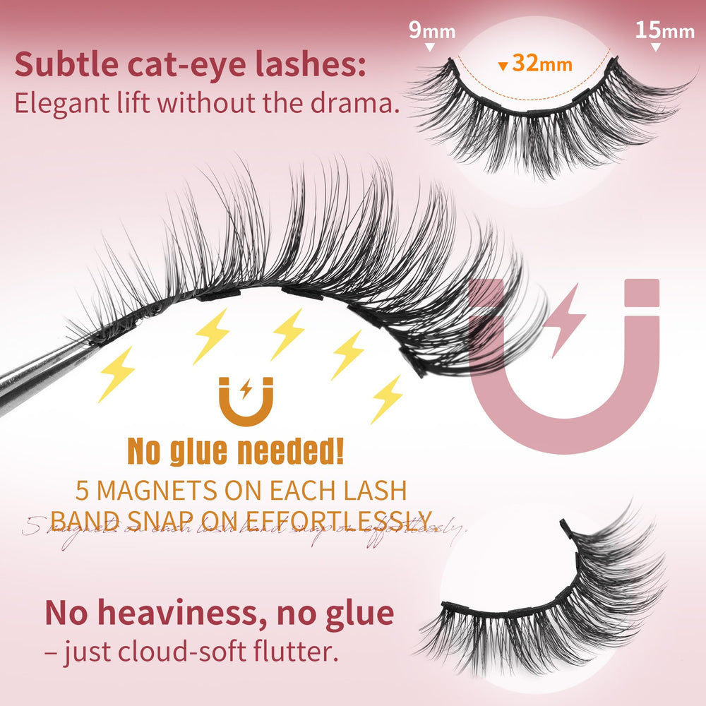 ALICROWN HAIR cat-eye wispy lashes close-up for everyday glamour.