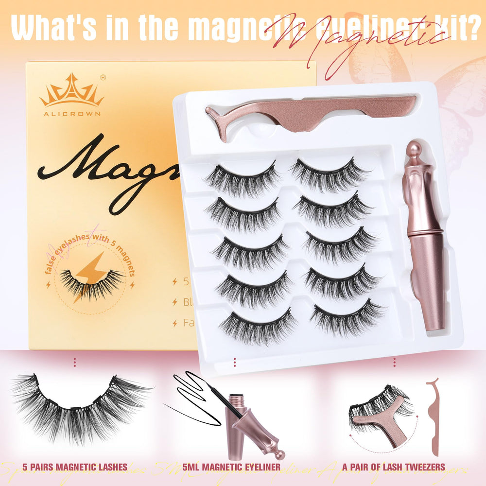 ALICROWN HAIR magnetic lashes with applicator for precise placement.