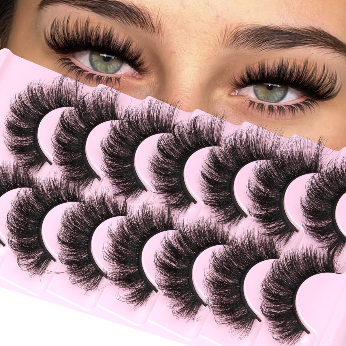 ALICROWN Mink Lashes 20mm dramatic length for bold eye definition.