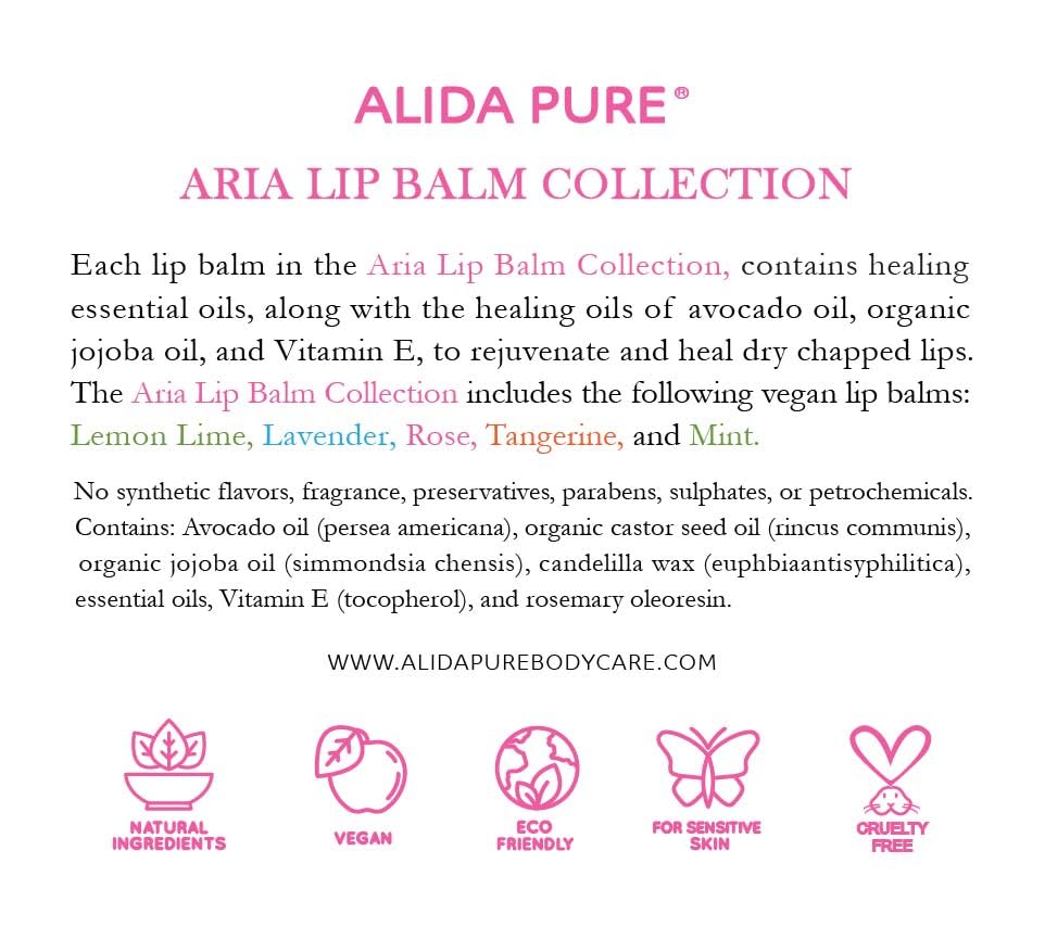 ALIDA PURE Aria Lip Balm swatch highlights smooth texture and natural shine