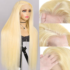 Alididi 613 blonde virgin hair wig with straight texture and shine.