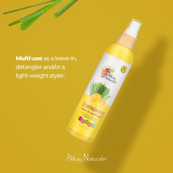 Alikay Naturals Lemongrass Leave-In application demonstrating color-safe formula for color-treated hair.