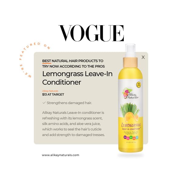 Alikay Naturals Lemongrass Leave-In bottle with citrus scent for refreshing routine.
