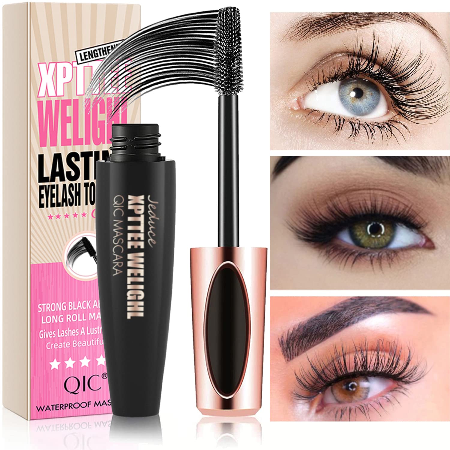 Alisesun 4D Silk Fiber Mascara extension waterproof formula indicating all-day hold