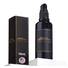 Alitura Gold Serum bottle closeup showing premium packaging for radiant skin.