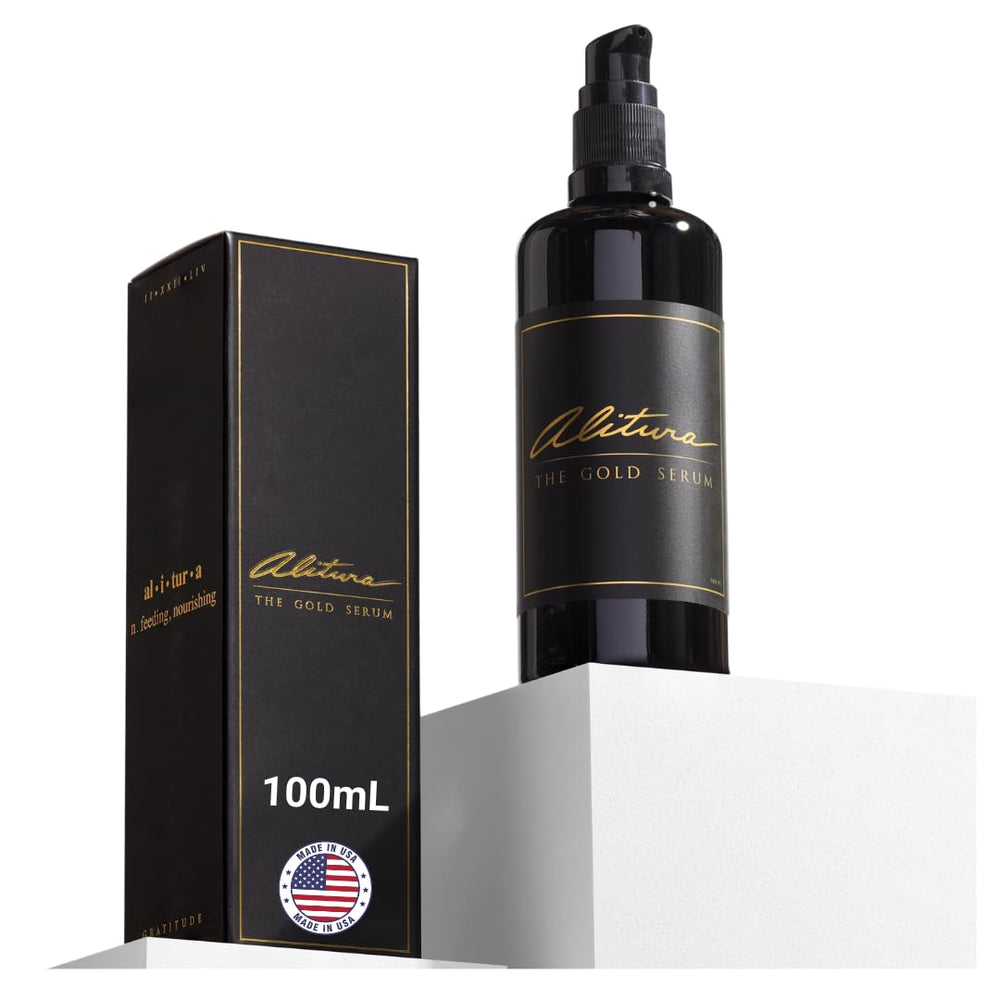 Alitura Gold Serum bottle with pour cap for effortless hydration
