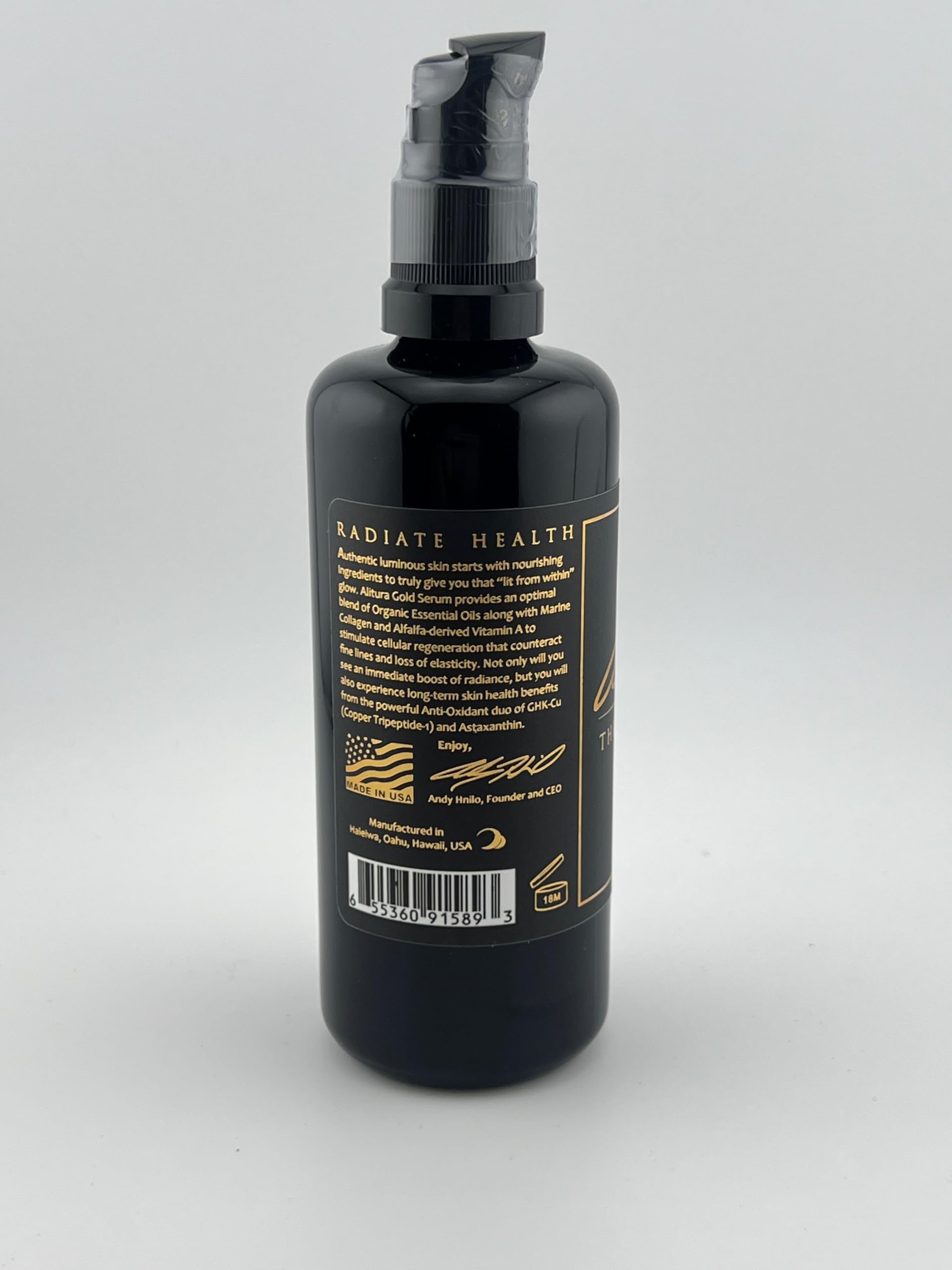 Marine collagen and copper tripeptide detail in Alitura Gold Serum