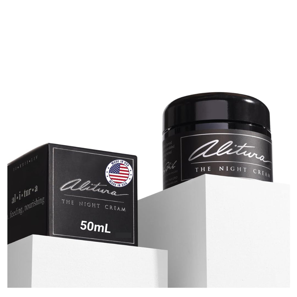 Alitura Hyaluronic Acid Night Cream jar ready for overnight hydration.