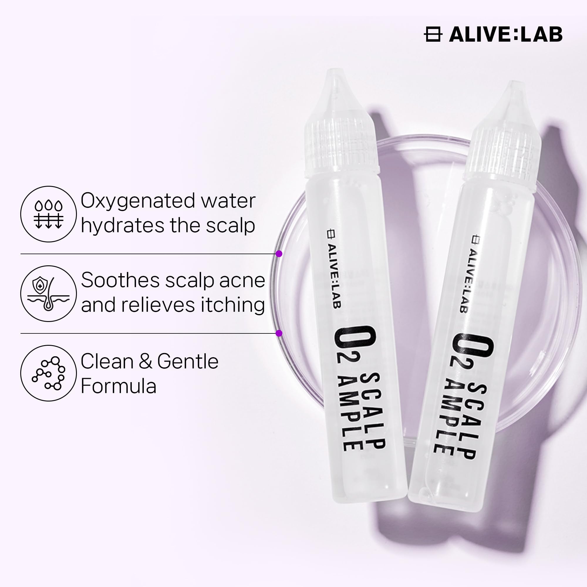 ALIVE:LAB ALIVELAB O2 Centella Asiatica extract close-up for calming scalp care.