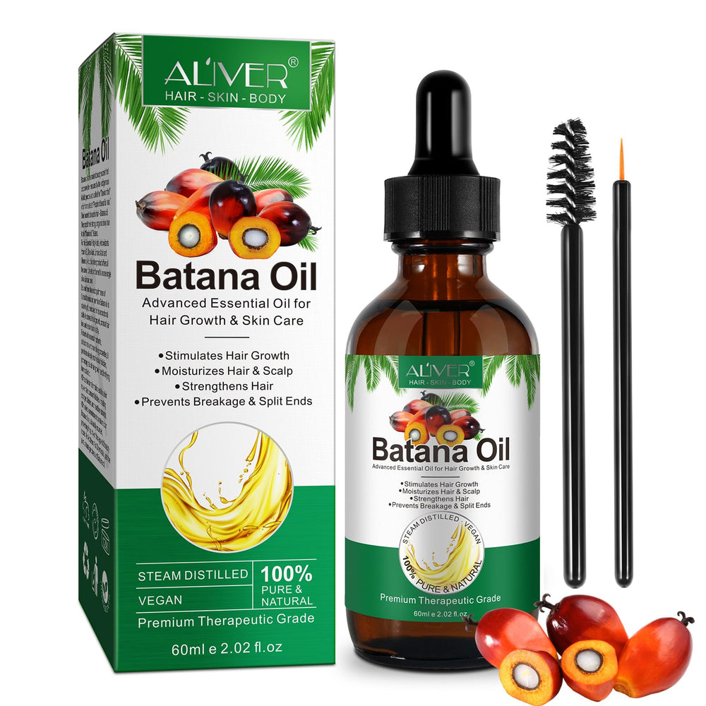 ALIVER Batana Oil bottle closeup showing pure, natural formulation.
