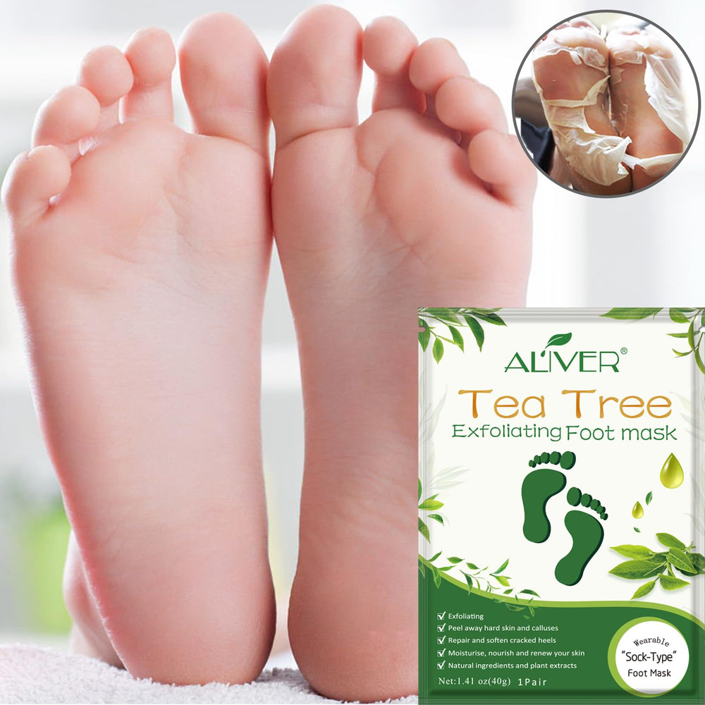 ALIVER Foot Peel Mask 3-pack applying essence evenly for smoother skin