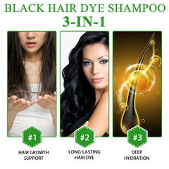 ALIVER Hair Dye Shampoo 3in1 formula shown with convenient at-home application