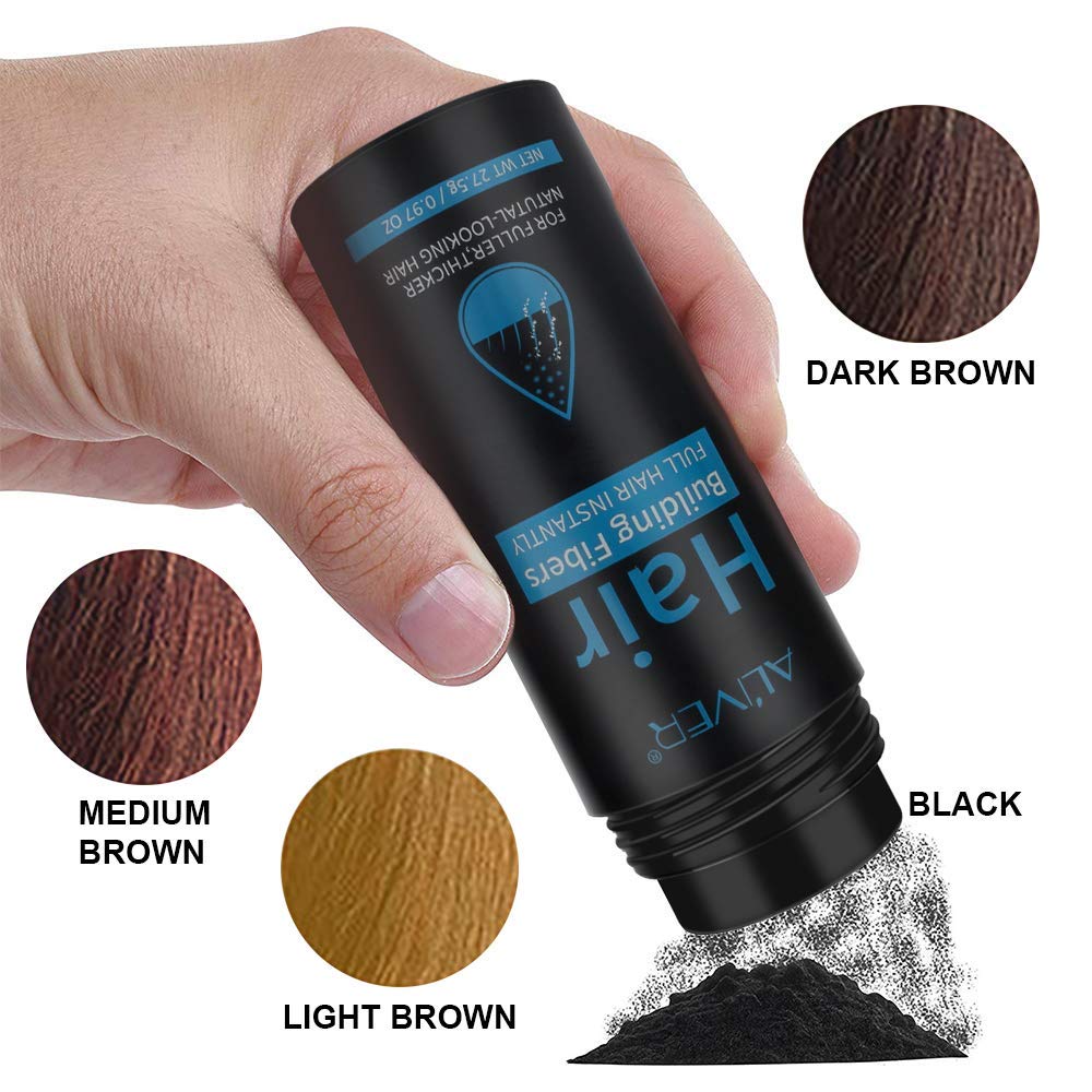 ALIVER Hair Fibers 1oz capacity shown for six to eight weeks.