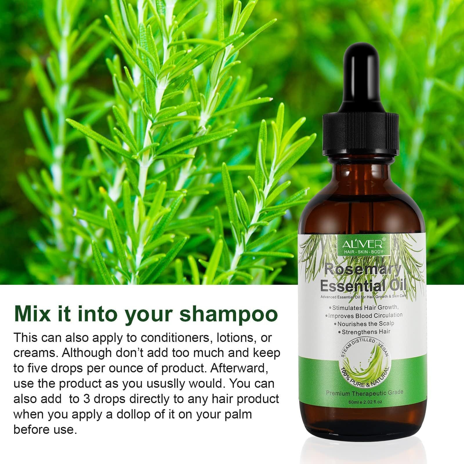 ALIVER Rosemary oil diffuser setup for calming aromatherapy sessions.
