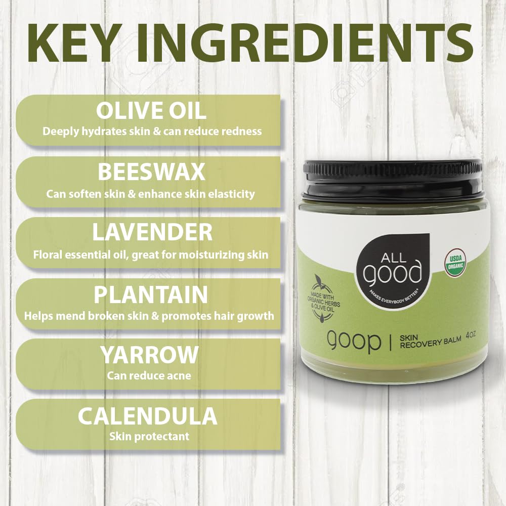 All Good Goop balm calendula lavender blend highlighting natural ingredients.