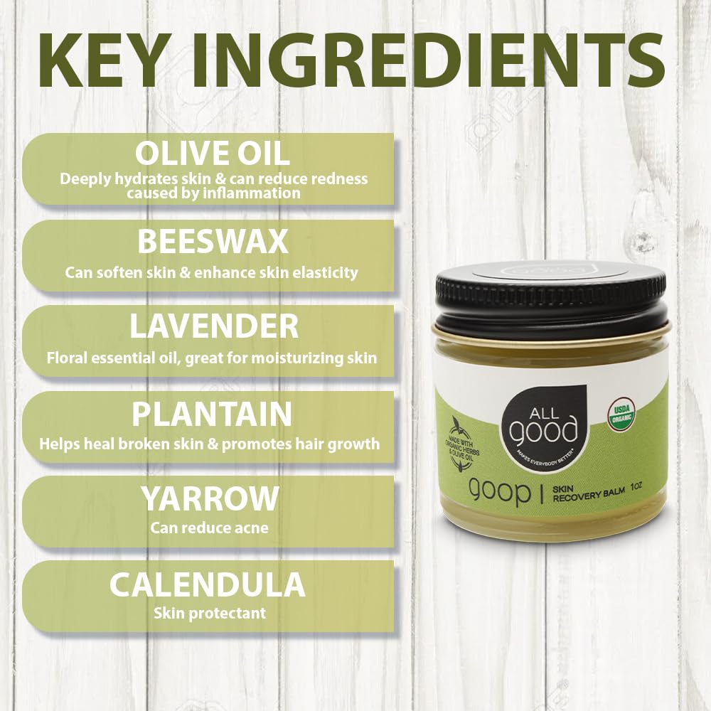 All Good Goop Recovery Balm lavender essential oil detail for gentle fragrance care.
