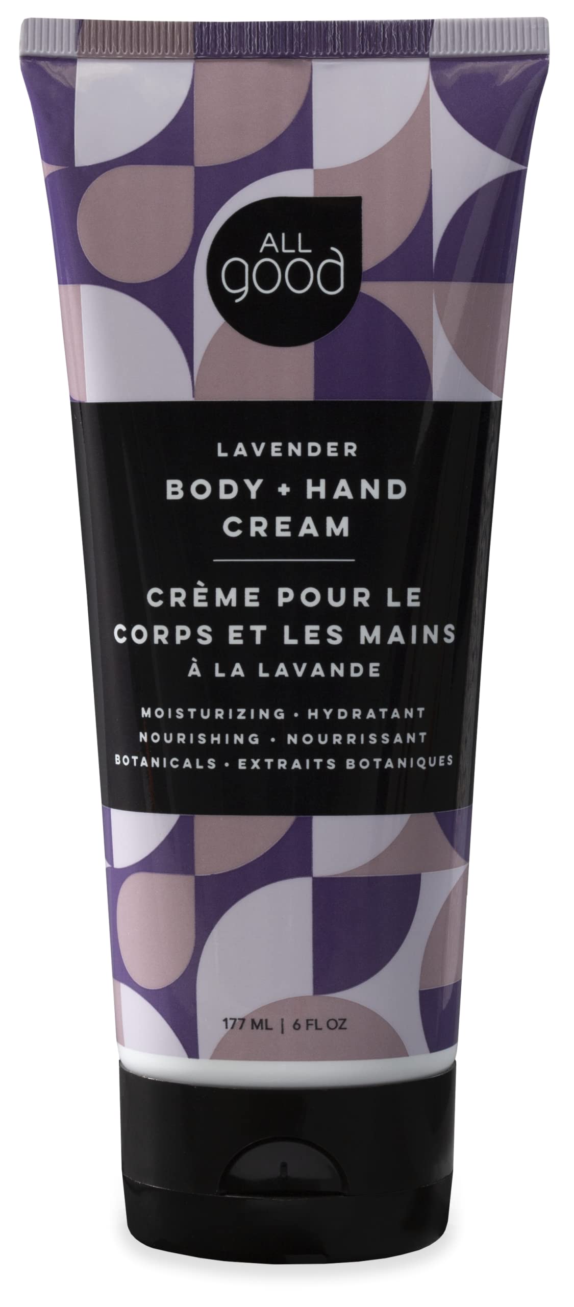 All Good Hand & Body Lotion bottle with lavender for daily hydration.
