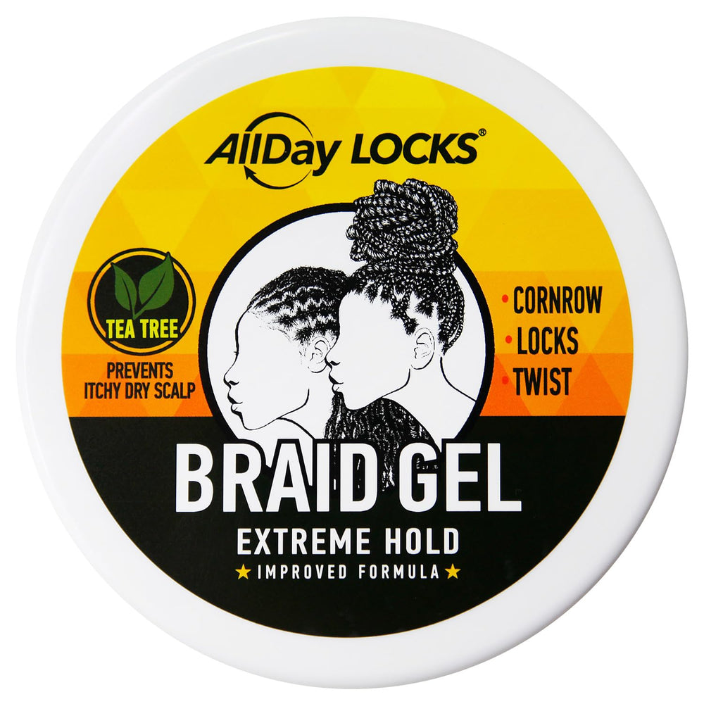 AllDay Locks Braid Gel applied to a hair section for firm control.