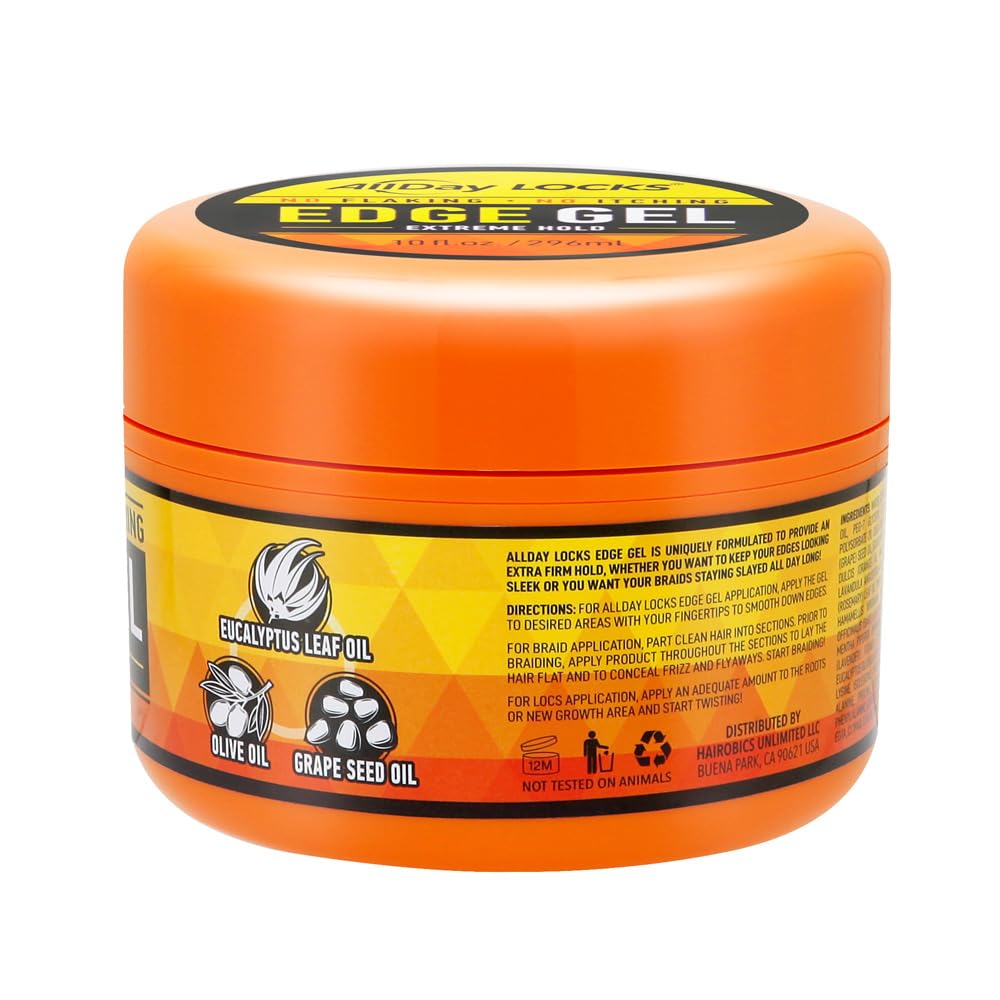 AllDay Locks Edge Gel on model showing frizz-free smooth edges.