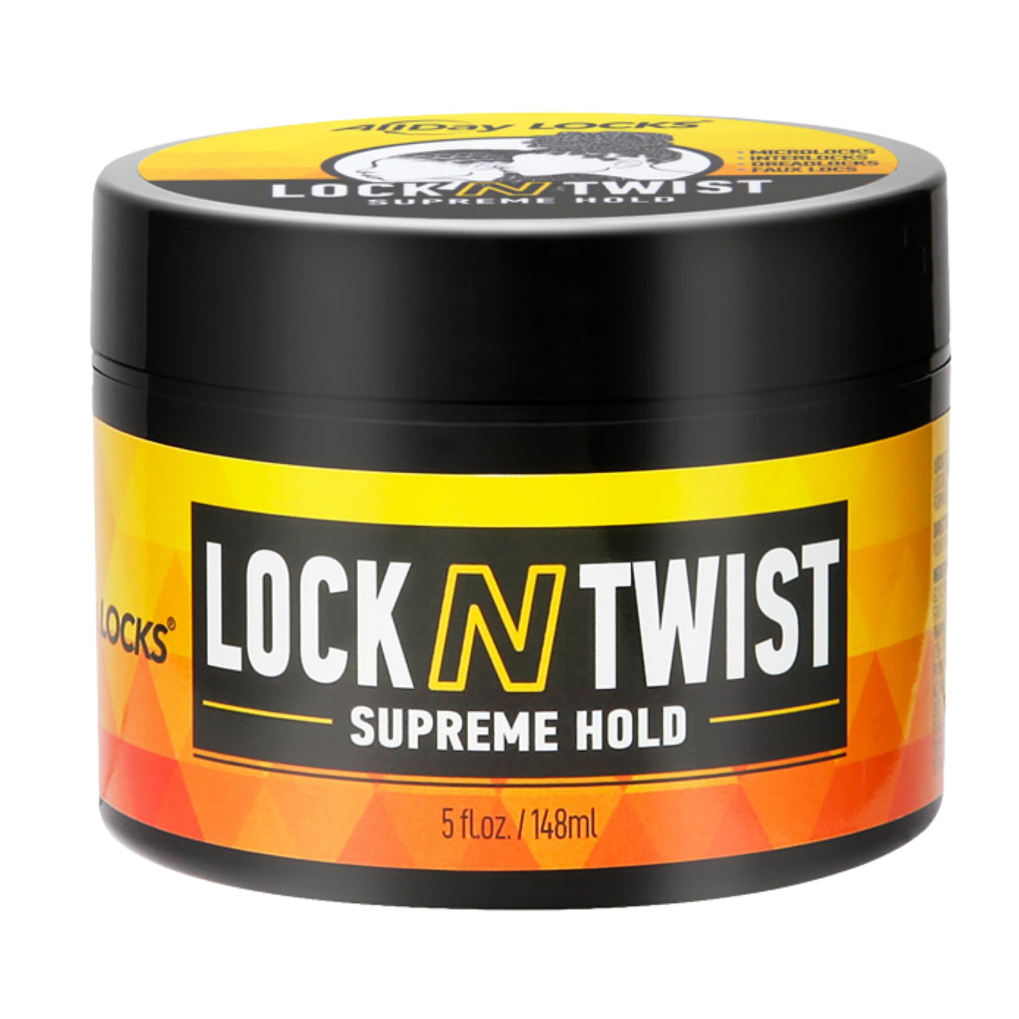 AllDay Locks Lock N Twist gel jar shows strong hold for locs and twists