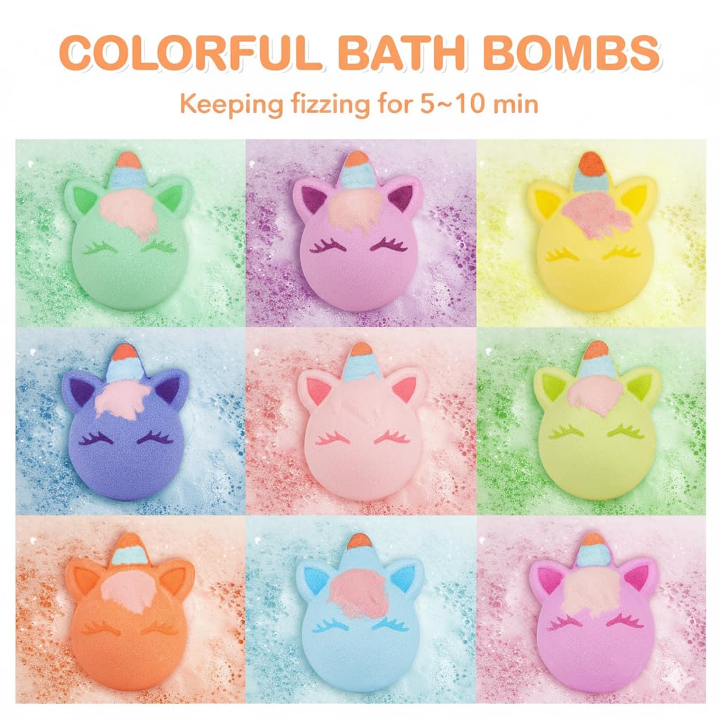 Alldomess unicorn bath bombs bubbles create a playful tub experience with fragrance