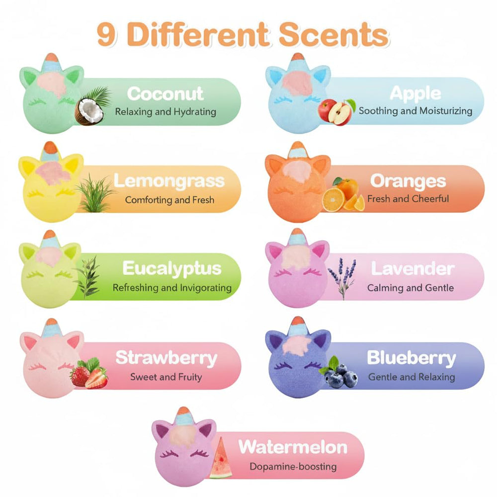 Alldomess unicorn bath bombs multi-colors releasing bubbles and scents during bath