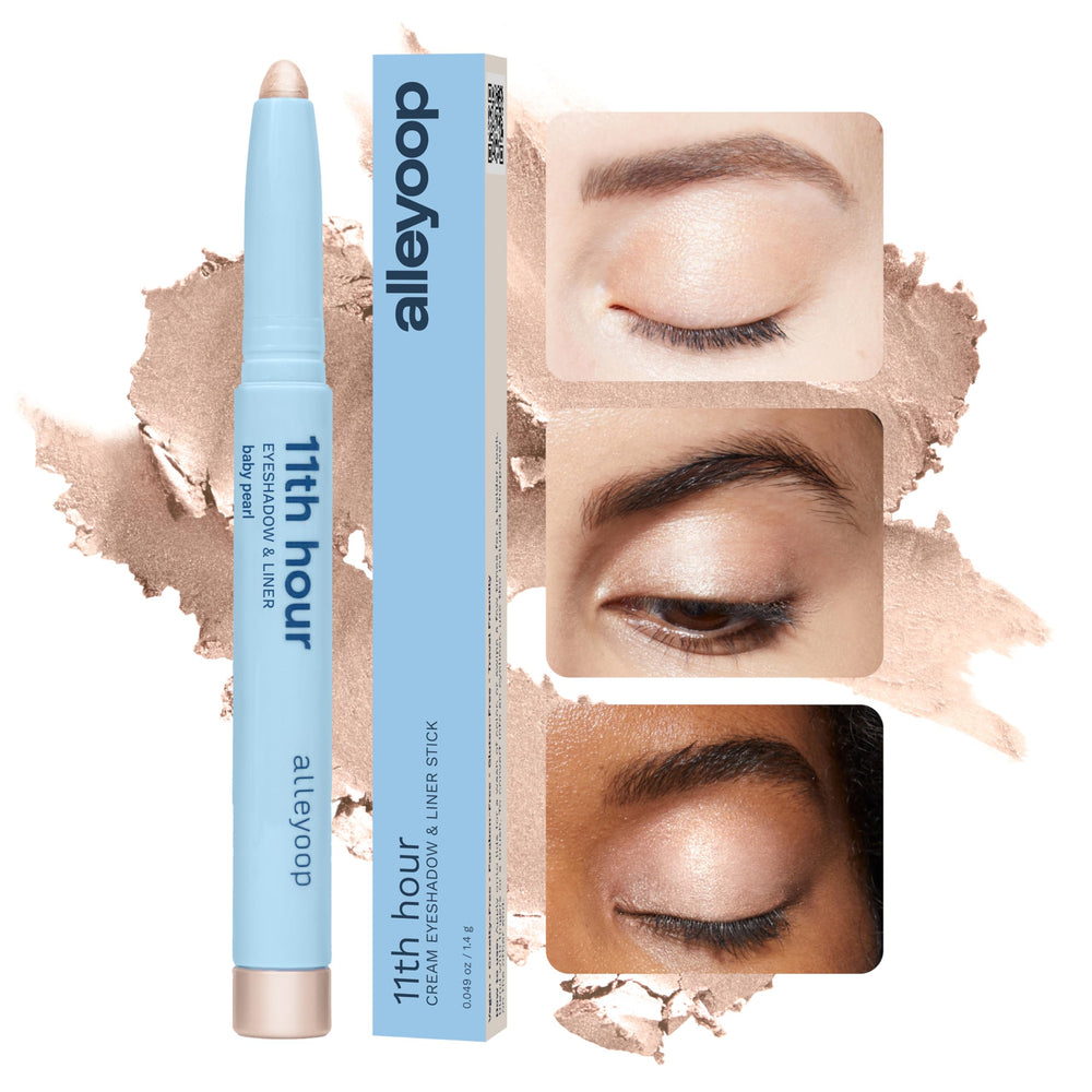 ALLEYOOP creamy-to-powder eyeshadow stick application close-up highlighting smooth blending.
