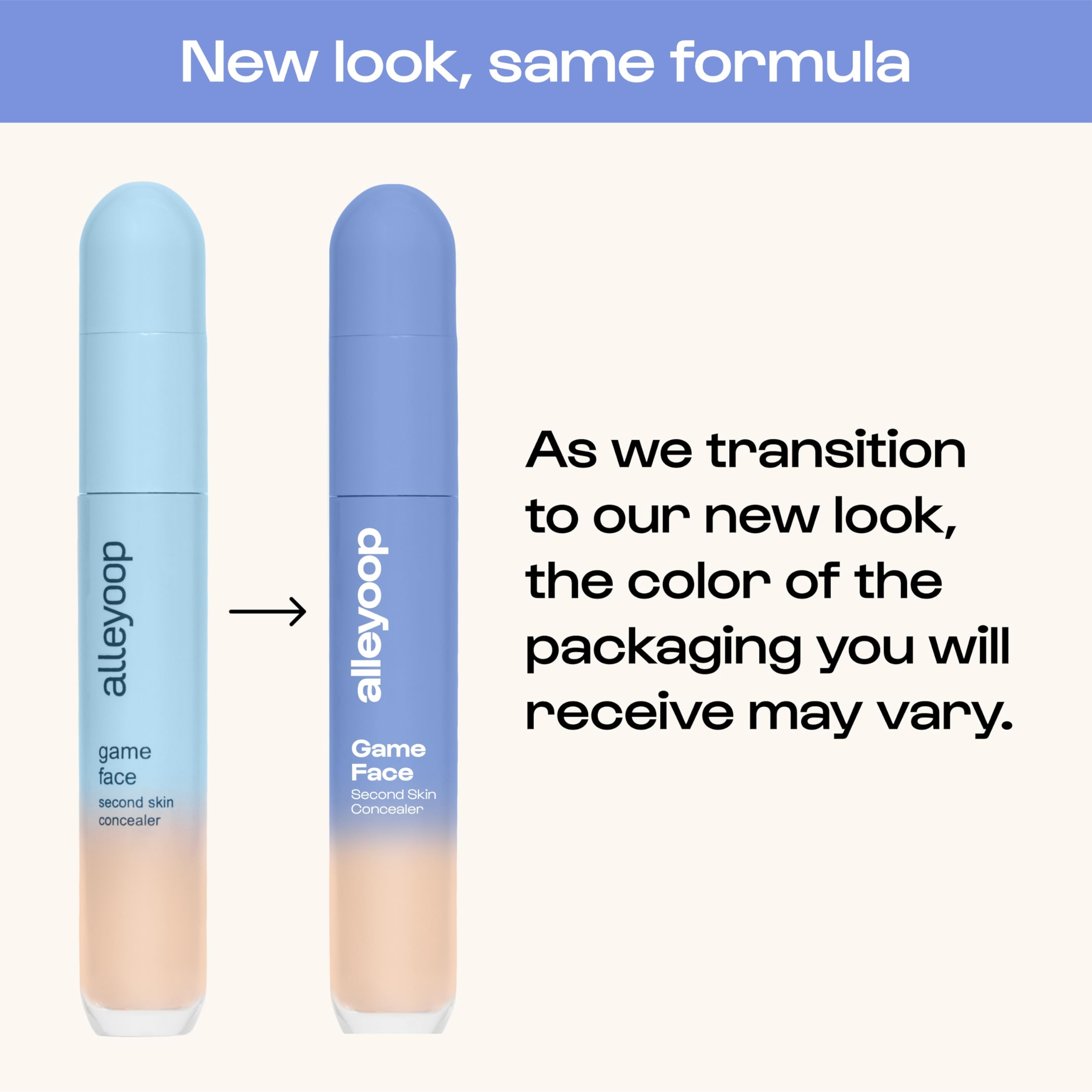 ALLEYOOP Game Face Concealer travel-tube design for daily wear.