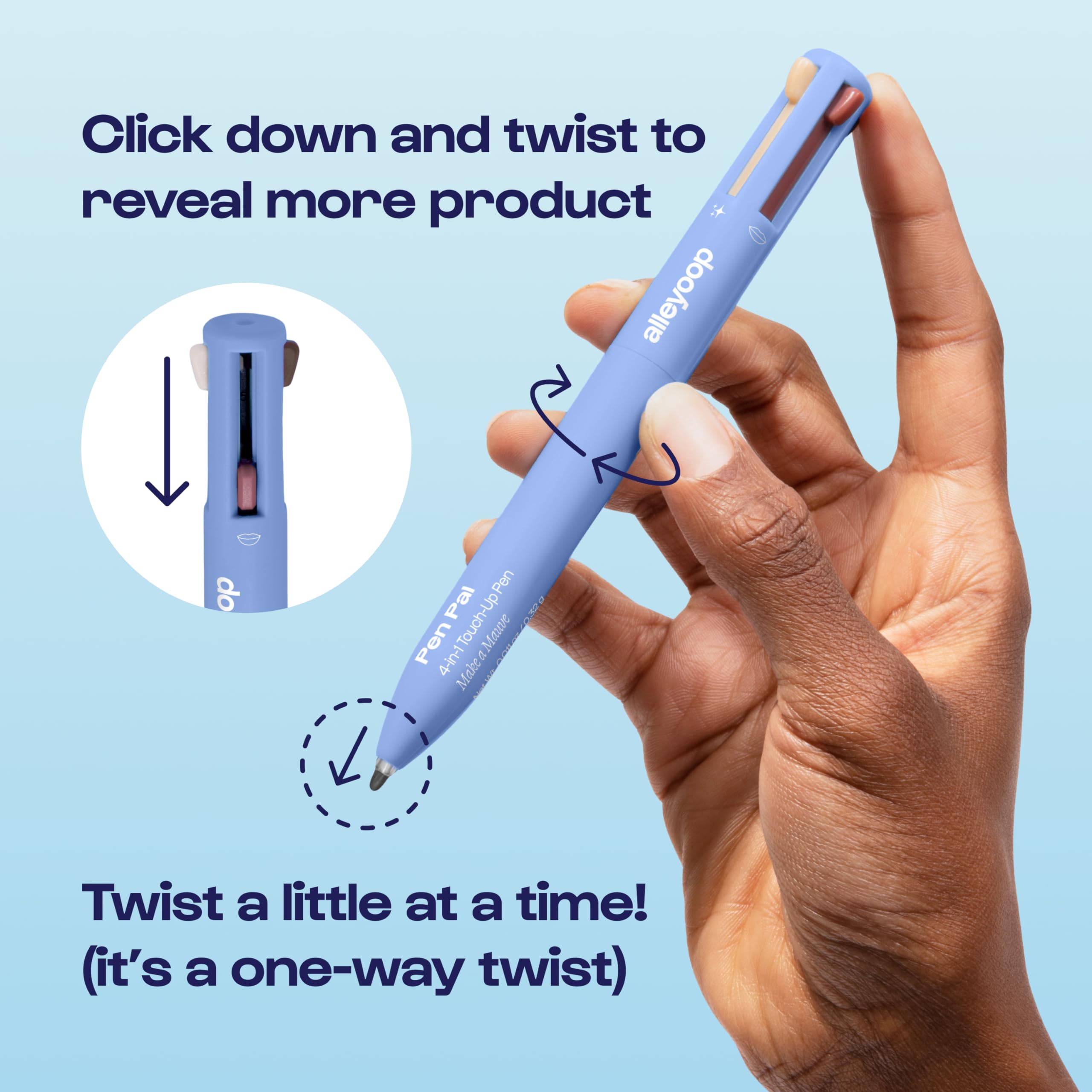 ALLEYOOP Pen Pal touch-ups anytime, anywhere for quick polished looks.